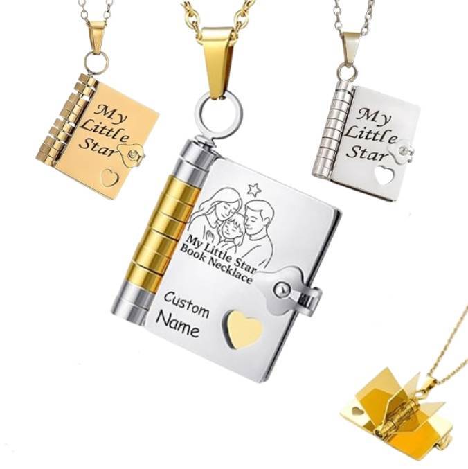 Personalized Book Locket Necklace Custom Seven Page Message Book Pendant Secret Love Letter Anniversary Gift -  NameNecklaceUK