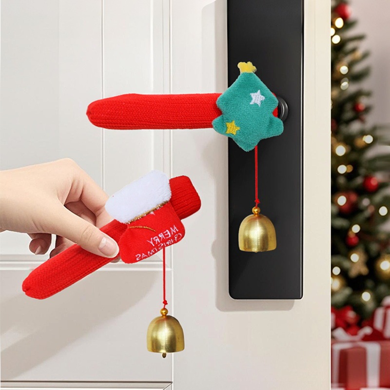 Four-piece Set Festive Christmas Door Handle Covers Decorative Knitted Handle Protectors Santa, Reindeer & Tree Decorations -  NameNecklaceUK