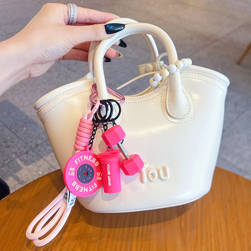 Creative Fitness Keychain Set With Dumbbell Weight Plate And Shaker Bottle Charms Sports Theme Paracord Wristlet Keychain For Gym Lovers -  NameNecklaceUK