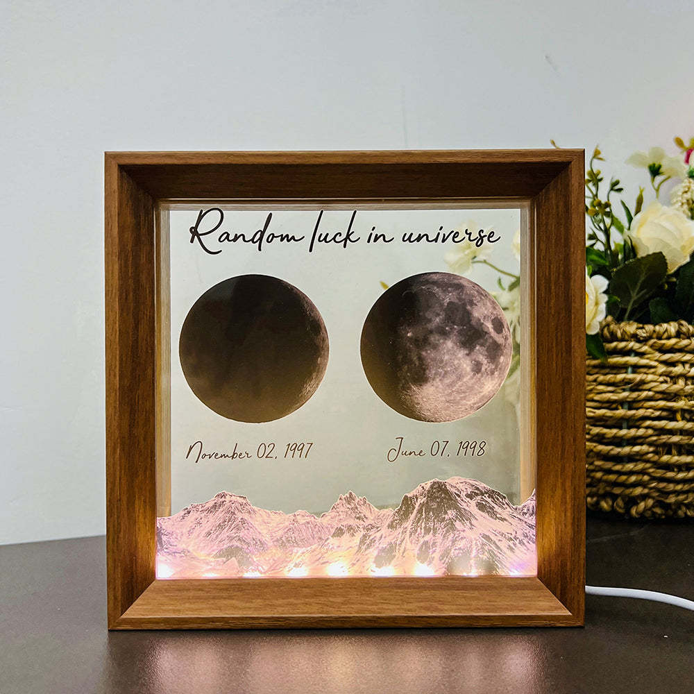 Custom Moon Phases Print LED Light Frame - yournamenecklaceuk