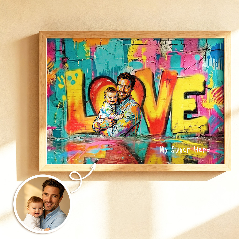 Personalized Photo Graffiti Poster Custom Photo Street Art Wall Decor Fathers Day Gift for Dad -  NameNecklaceUK