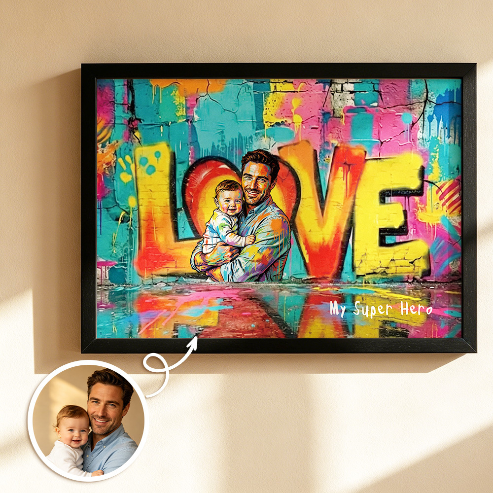 Personalized Photo Graffiti Poster Custom Photo Street Art Wall Decor Fathers Day Gift for Dad -  NameNecklaceUK