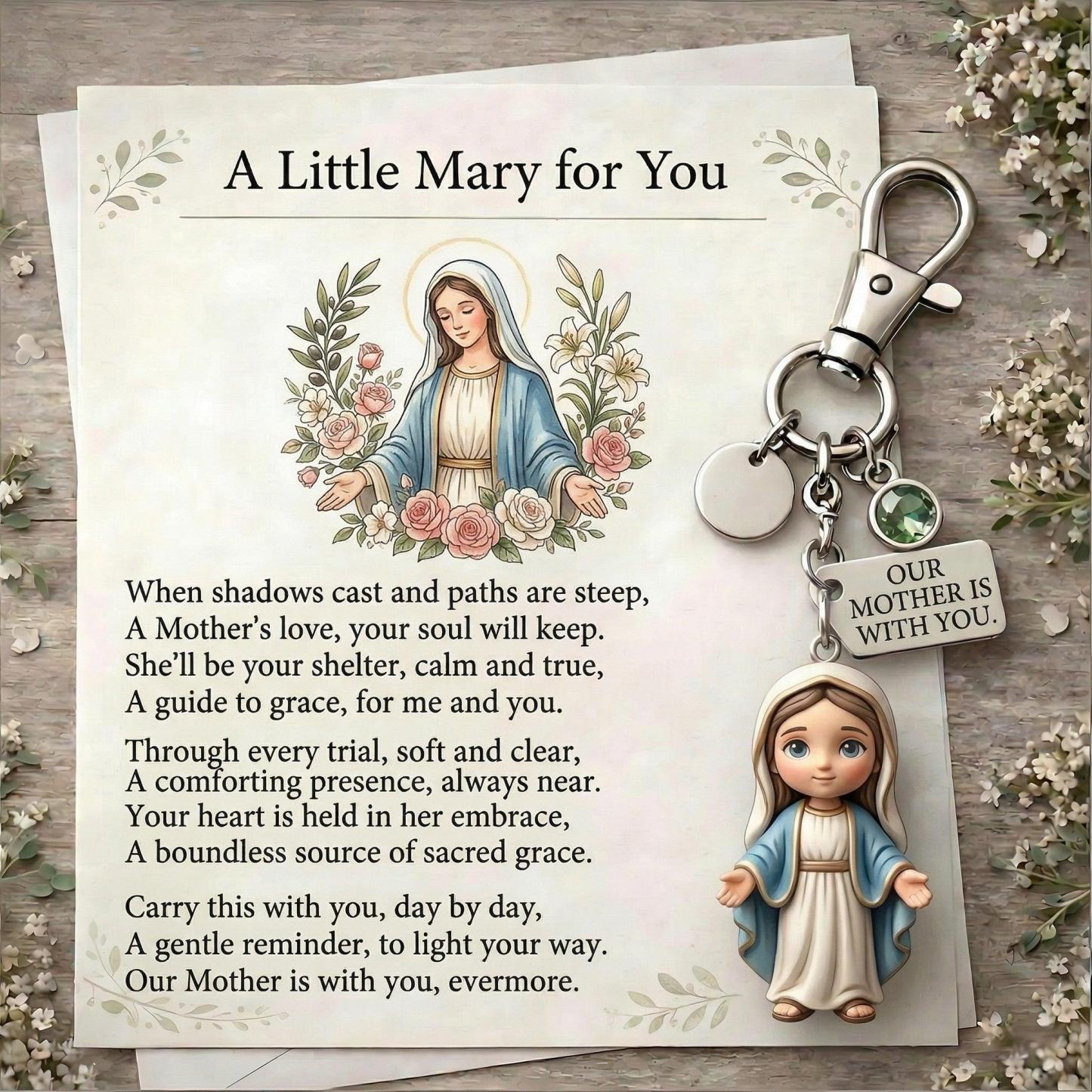 A Little Jesus For You Birthstone Keychain Comforting Poem Card Gift Set Little Mary Pocket Reminder Birthstone Keychain Inspirational Prayer Card Set -  NameNecklaceUK