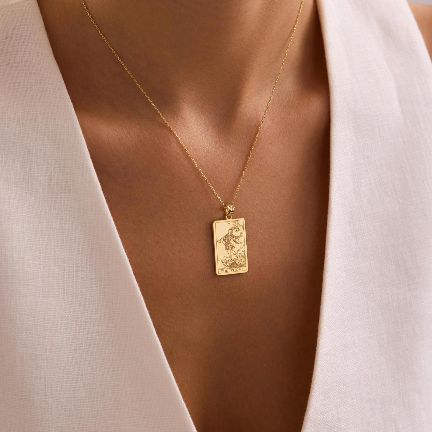 Personalized Name Tarot Card Necklace Custom Text Chosen Card Pendant Necklac The Major Arcana Custom Card Necklace Gifts for Her -  NameNecklaceUK