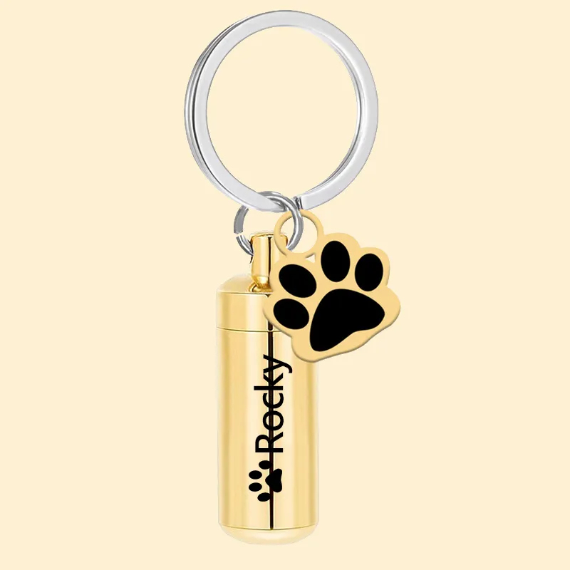 Personalized Pet Ashes Cylinder Name Keychain Custom Engraved Paw Print Urn Keepsake Memorial Ashes Cylinder Token Gift For Pet Loss -  NameNecklaceUK