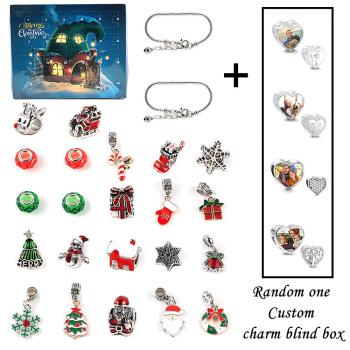Personalized Photo Charm Christmas Charm Surprise Blind Box Bracelet 24 Calendar Countdown Gift Box Bracelet DIY Charms - yournamenecklaceuk