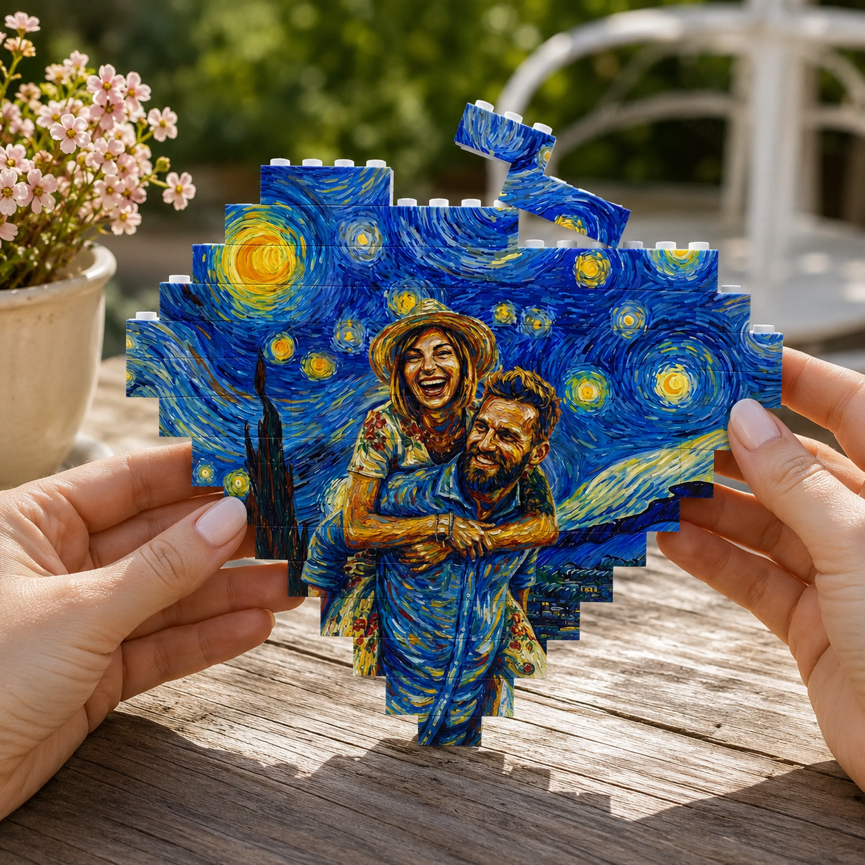 Personalized Couple Photo Van Gogh Building Blocks Custom Starry Night Painting Puzzle Anniversary Gift for Lovers -  NameNecklaceUK