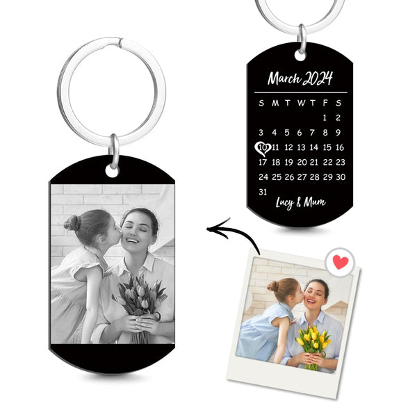 Mother's Day Gifts Custom Photo Calendar Keychain Tag Keychain
