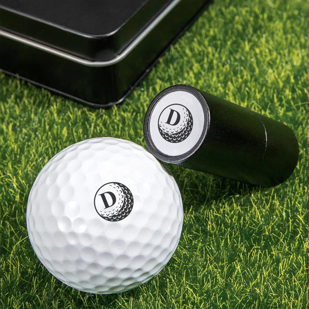 Personalized Monogrammed Initial Golf Ball Stamp with Metal Storage Box Birthday Father's Day Gift for Golf Player - namenecklace
