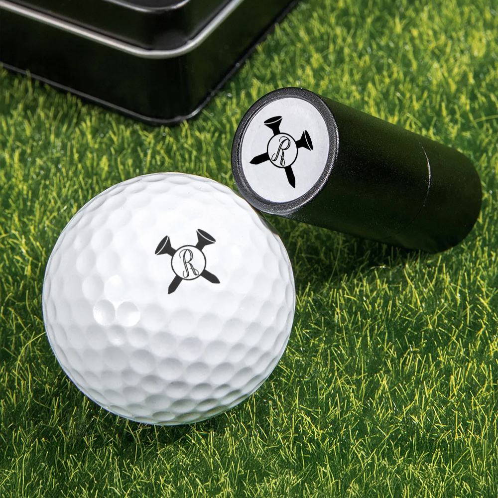 Personalized Monogrammed Initial Golf Ball Stamp with Metal Storage Box Birthday Father's Day Gift for Golf Player - namenecklace