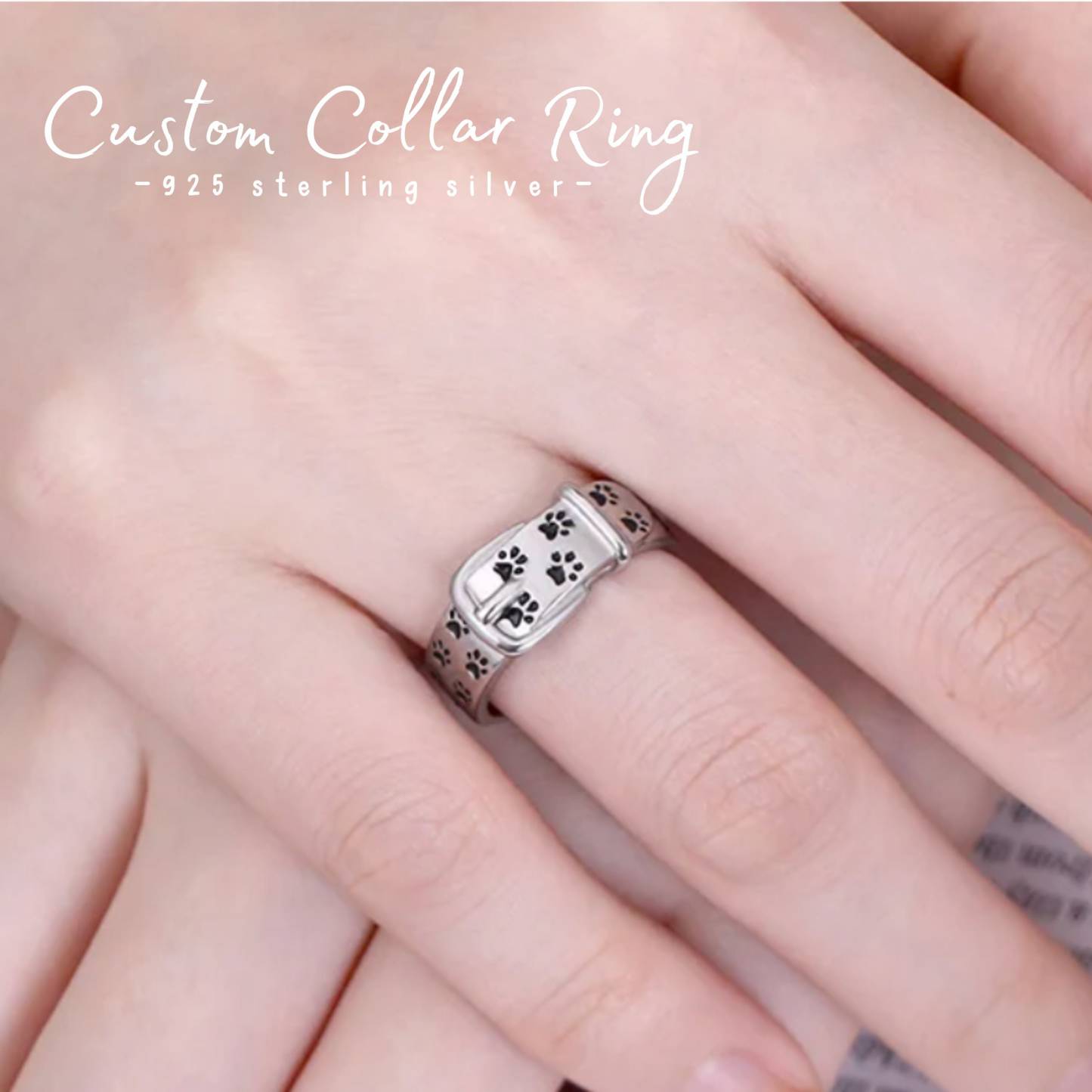 Customizable Pet Collar Ring - Engraved Name & Message Inside -  NameNecklaceUK