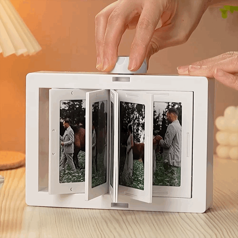 Personalized Rotating Photo Frame Carousel Custom Photo Desktop Photo Reel Flip & Spin Photo Box 2025 Christmas Gifts
