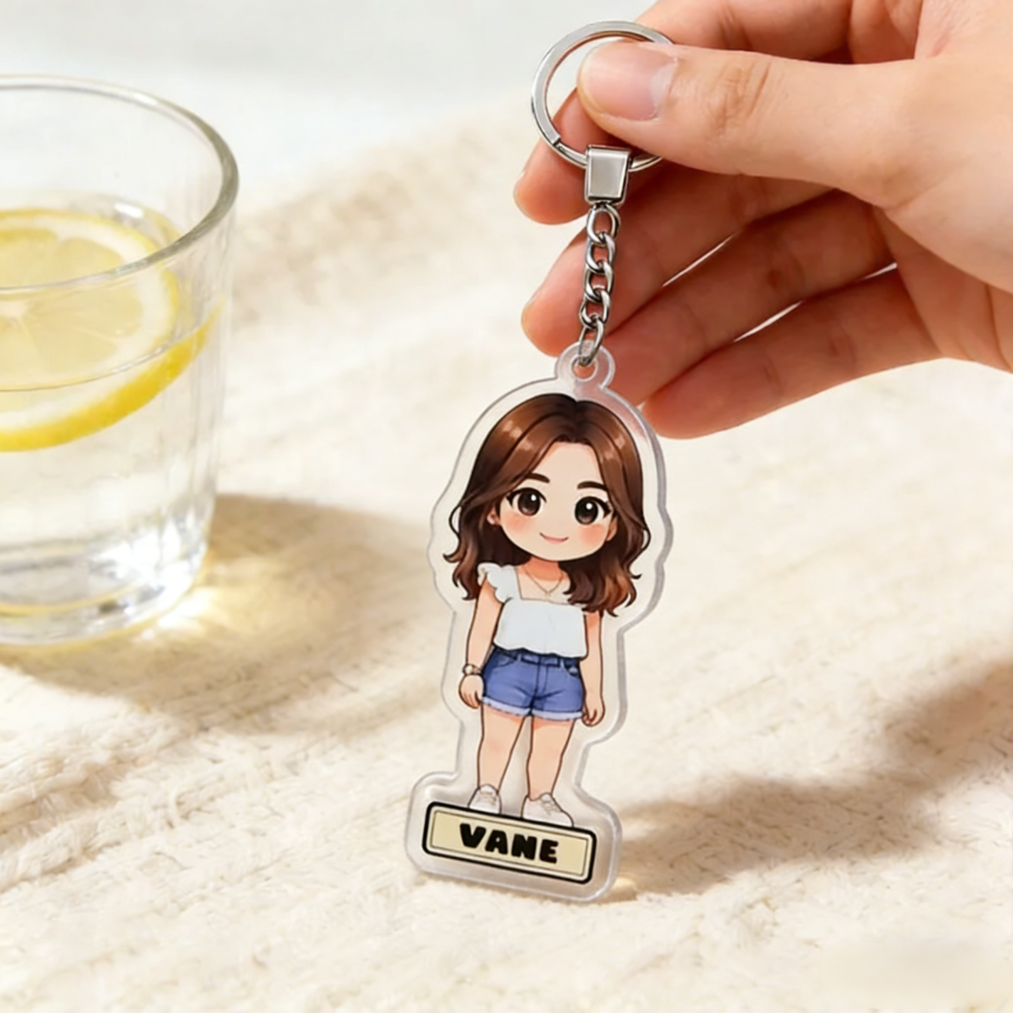 Custom Chibi Name Acrylic Keychain – Personalized Cartoon Character Keyring from Your Photo -  NameNecklaceUK