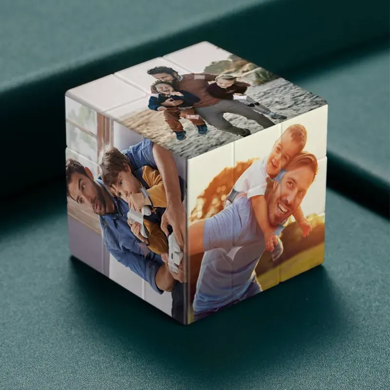 Custom Multi Photo Rubic's Cube - For Father And Baby