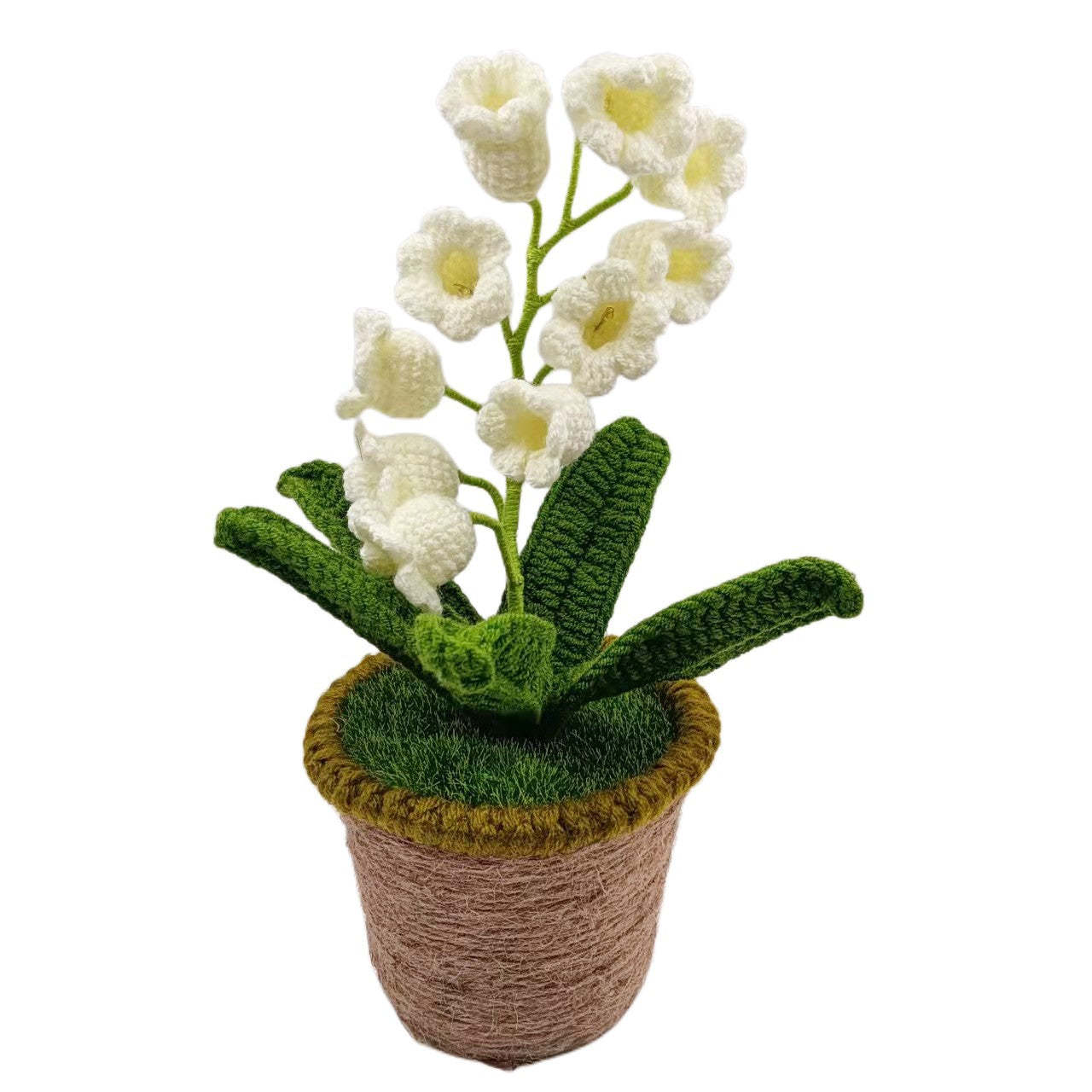 Crochet Handmade Lily Potted Plant Light Lamp, Lilies of the Valley,Finished Product,Knitted Flower Decoration,3 flash modes girlfriend gift - yournamenecklaceuk