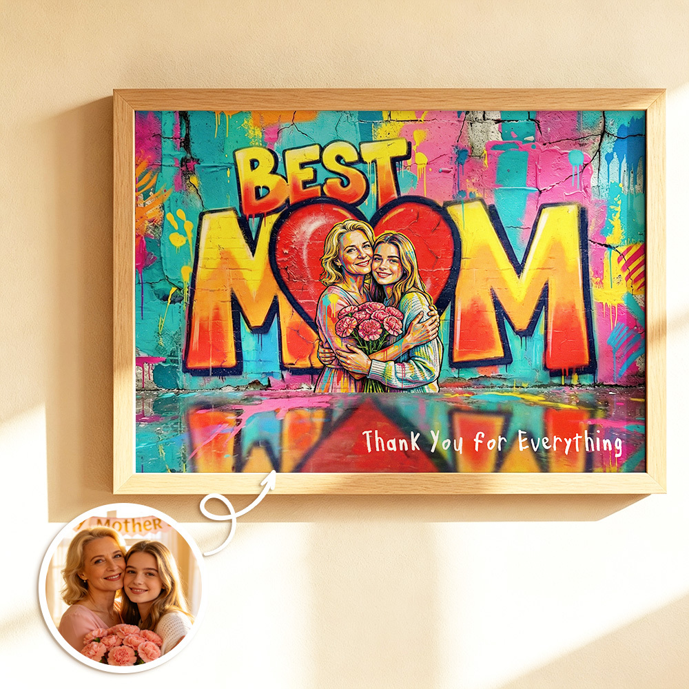 Personalized Photo Graffiti Poster Custom Photo Street Art Wall Decor Mothers Day Gift for Mom -  NameNecklaceUK