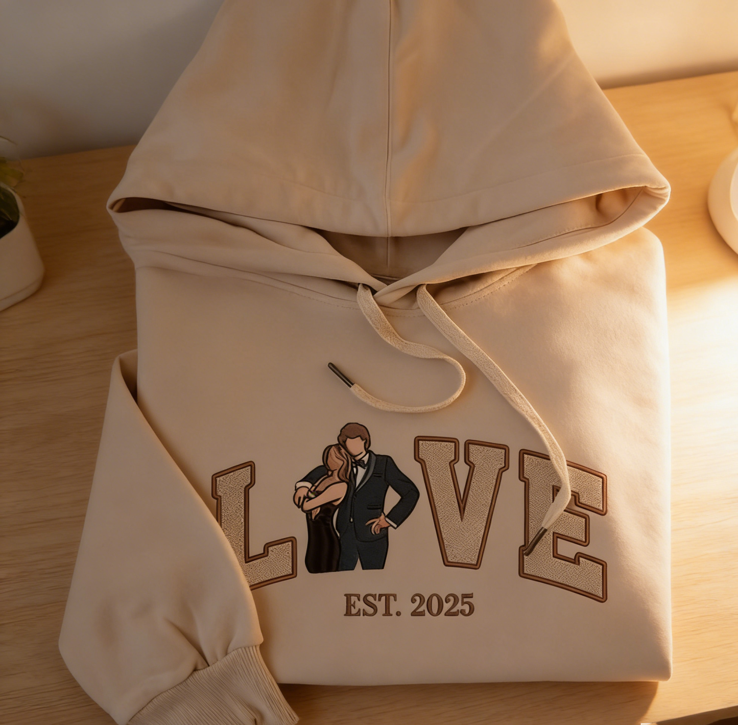 Personalized Embroidered Photo Couple LOVE Est Year Sweatshirt/Hoodie -  NameNecklaceUK