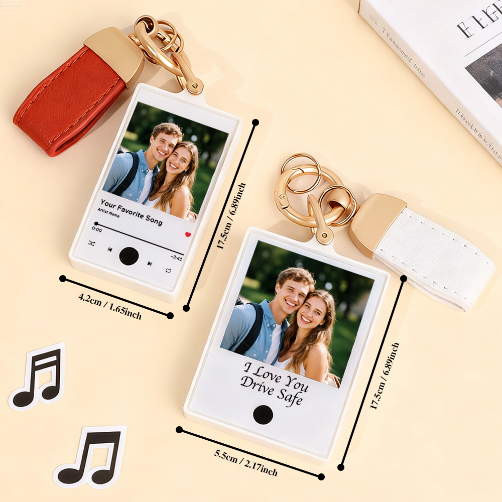 Custom Keychain With Photo and Text – Meaningful Gift with Your Personalized Music or Recording For Dad, Mom, Family, Friends -  NameNecklaceUK