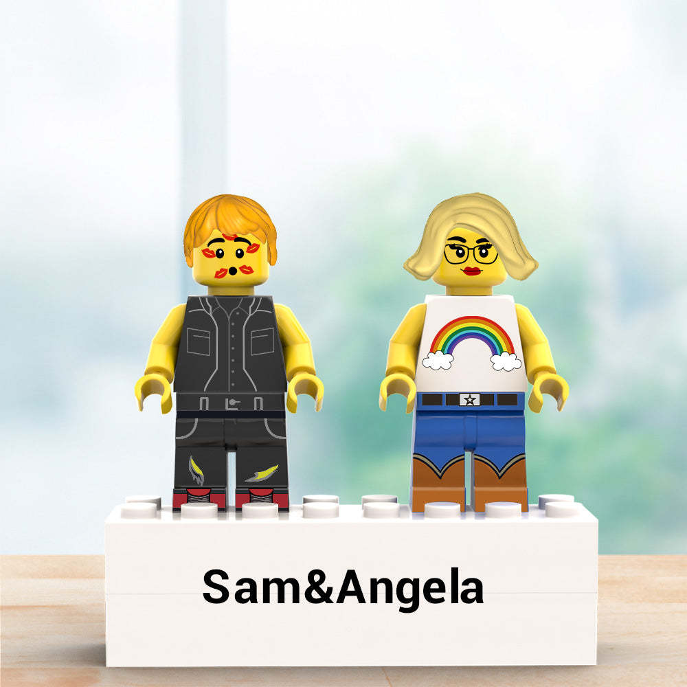 2 People Custom Minifigs Personalized Couple Minifigs - yournamenecklaceuk