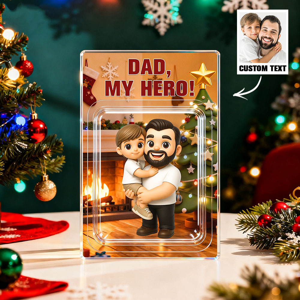 Custom Cartoon Photo Acrylic Plaque Personalized Engraved Message & Anime Portrait Acrylic Block Christmas Gift for Family -  NameNecklaceUK
