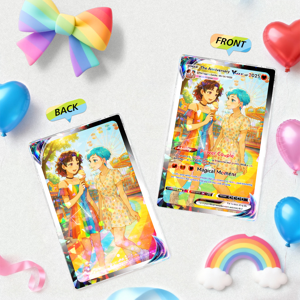 Personalised LGBT Couple Card Custom Comics Portrait Trading Card Christmas Gift for Him, Her, or Them -  NameNecklaceUK