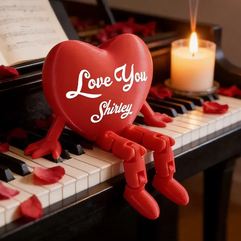 Valentine's Day Gift Personalized Valentines Day Heart Decor with Fun Dangling Legs Custom 3D Printed Couple Heart Table Sign with Text -  NameNecklaceUK