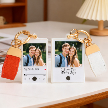 Custom Keychain With Photo and Text – Meaningful Gift with Your Personalized Music or Recording For Dad, Mom, Family, Friends -  NameNecklaceUK