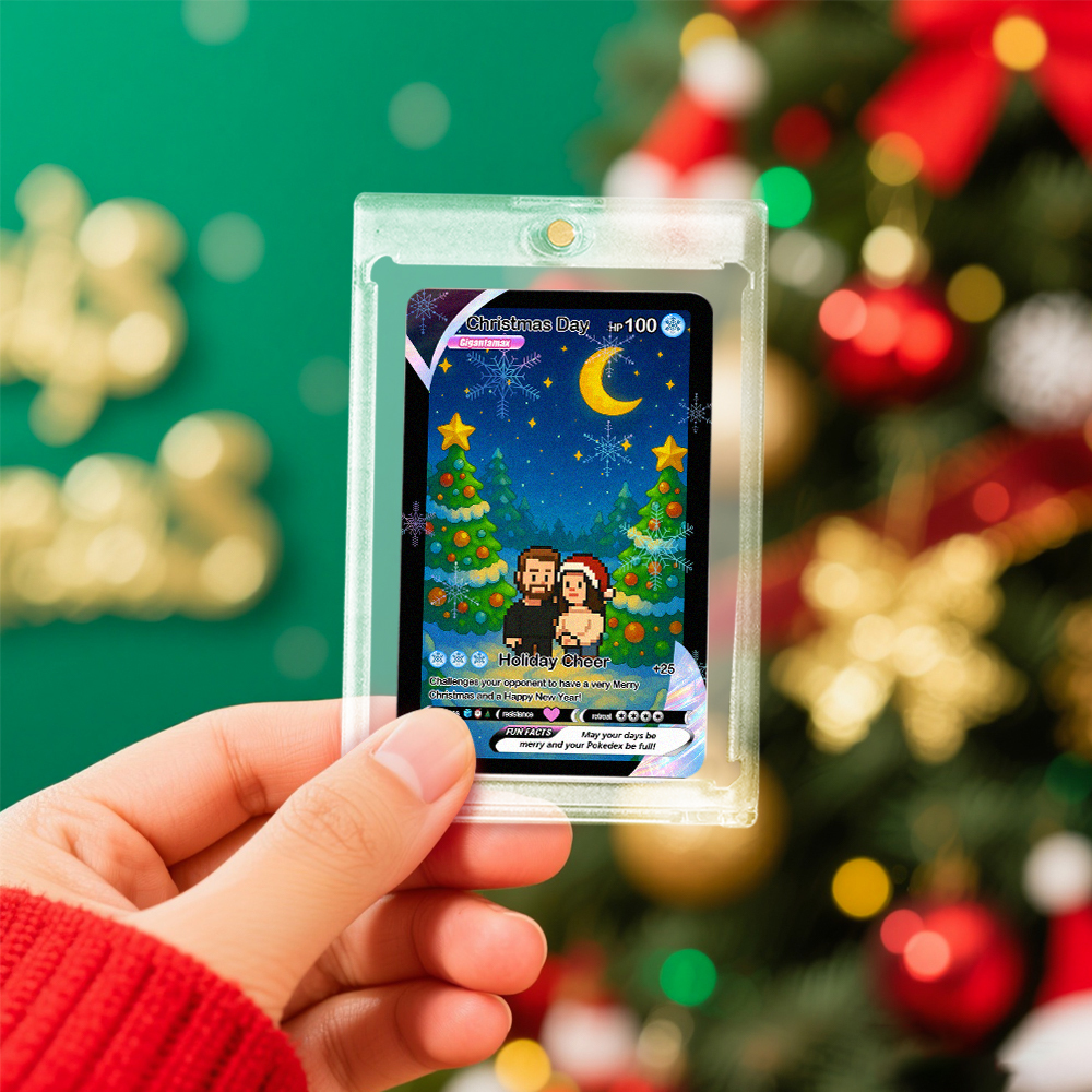 Personalized Merry Christmas Card Present for Family Turn Your Photo into a Unique Collectible Pixel Man Style Card Xmas Gift -  NameNecklaceUK