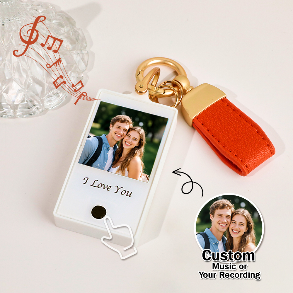 Custom Keychain With Photo and Text – Meaningful Gift with Your Personalized Music or Recording For Dad, Mom, Family, Friends -  NameNecklaceUK