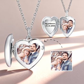Personalized Heart Locket with Photo – Engraved Romantic Gift for Couples’ Special Day