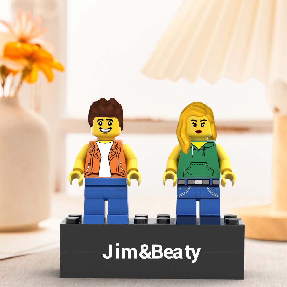 2 People Custom Minifigs Personalized Couple Minifigs - yournamenecklaceuk