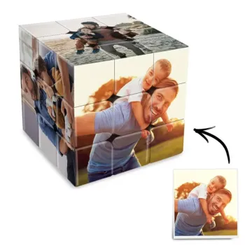 Custom Multi Photo Rubic's Cube - For Father And Baby
