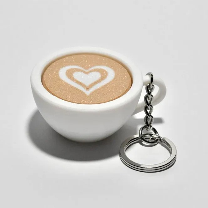 Mini Coffee Cup Fidget Keychain Clicky Latte Art Key Ring Stress Toy -  NameNecklaceUK