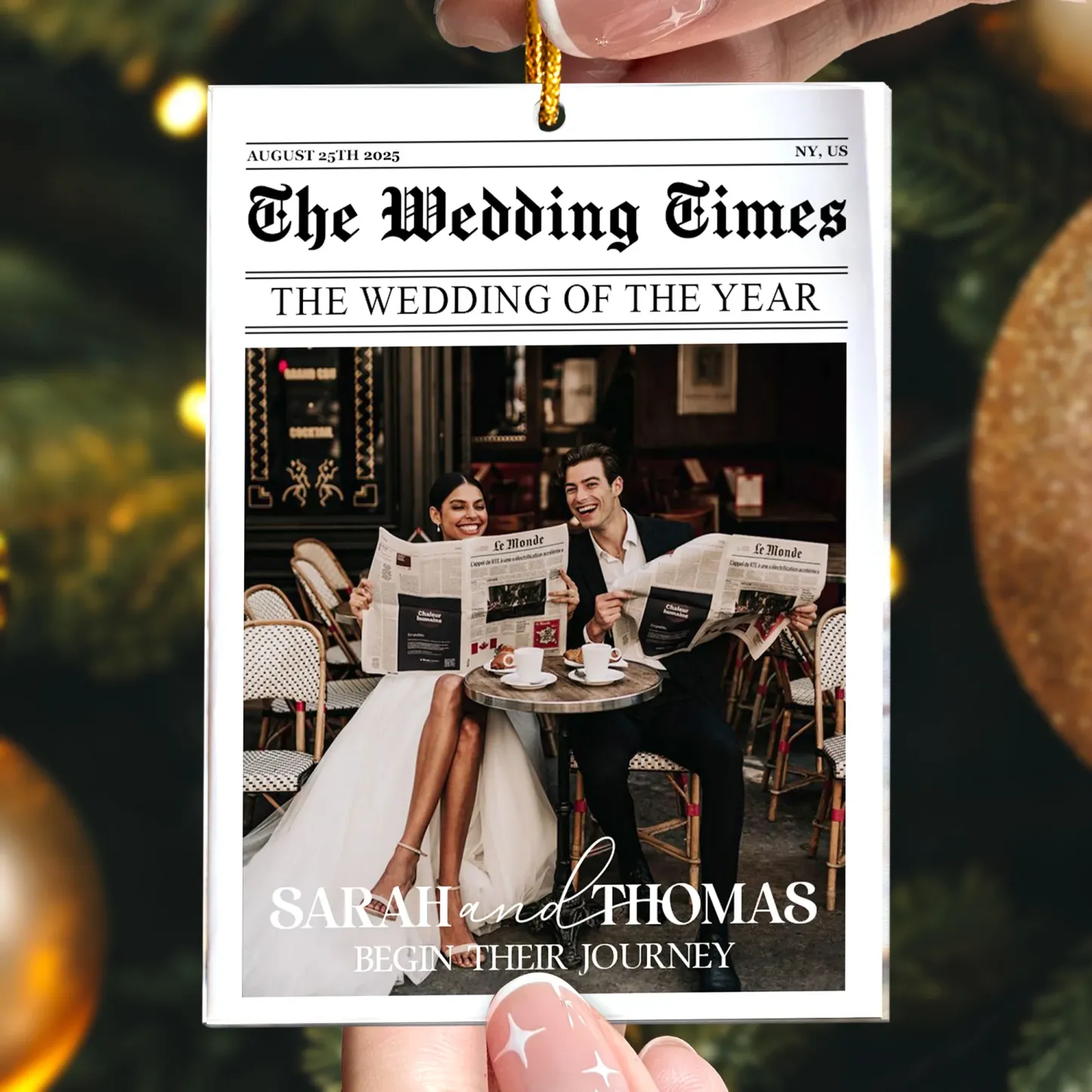 Custom Christmas Couples Gifts The Wedding Of The Year Newlywed Couples Personalized Photo Ornament -  NameNecklaceUK