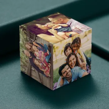 Custom Multi Photo Rubic's Cube - For Father And Baby