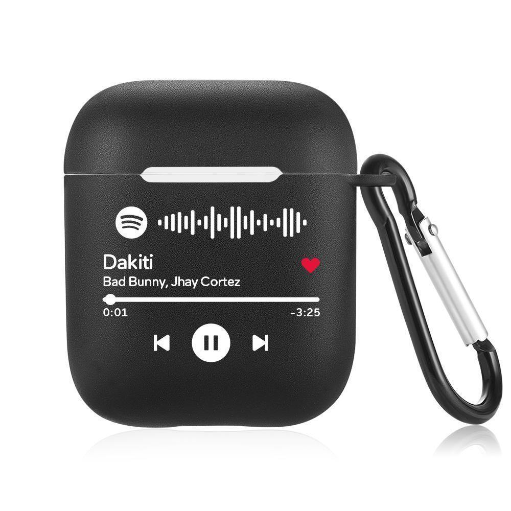 Custom Scannable Spotify Code Airpods Case, Engraved Custom Music Song Airpods Case Black - soufeelus
