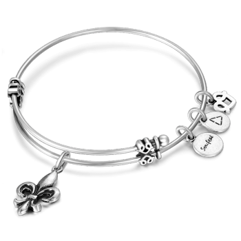 Fleur-de-lis Charm Bangle - yournamenecklaceuk