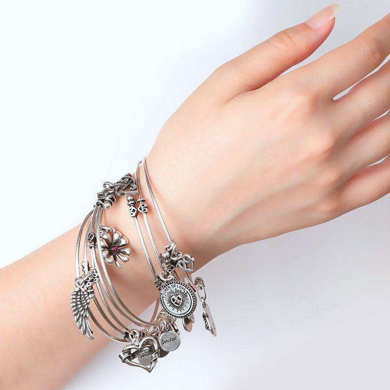 Hamsa Hand Charm Bangle - yournamenecklaceuk