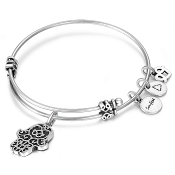 Hamsa Hand Charm Bangle - yournamenecklaceuk