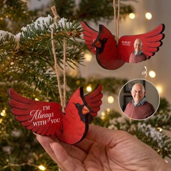 Personalized Photo Memorial Wooden Ornament Custom Cardinal Butterfly Hummingbird Robin Remembrance Christmas Hanging Gift Sympathy Gift -  NameNecklaceUK