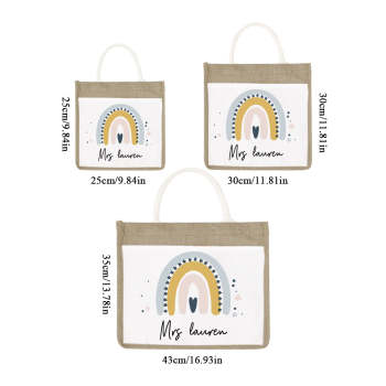 Personalized Teacher Bag Large Jute Bag Gift for Teacher - yournamenecklaceuk