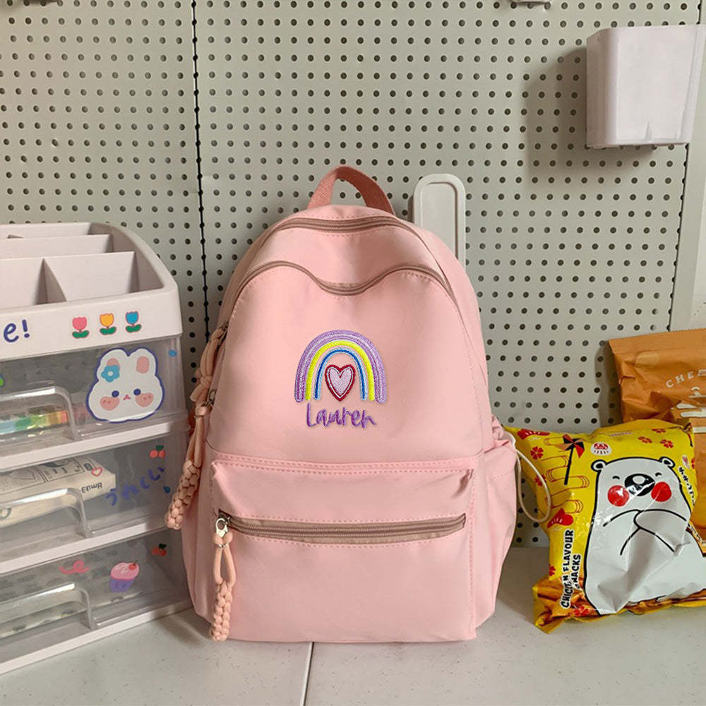 Personalized Embroidered Name Rainbow Backpack School Bag Back to School Gifts - yournamenecklaceuk