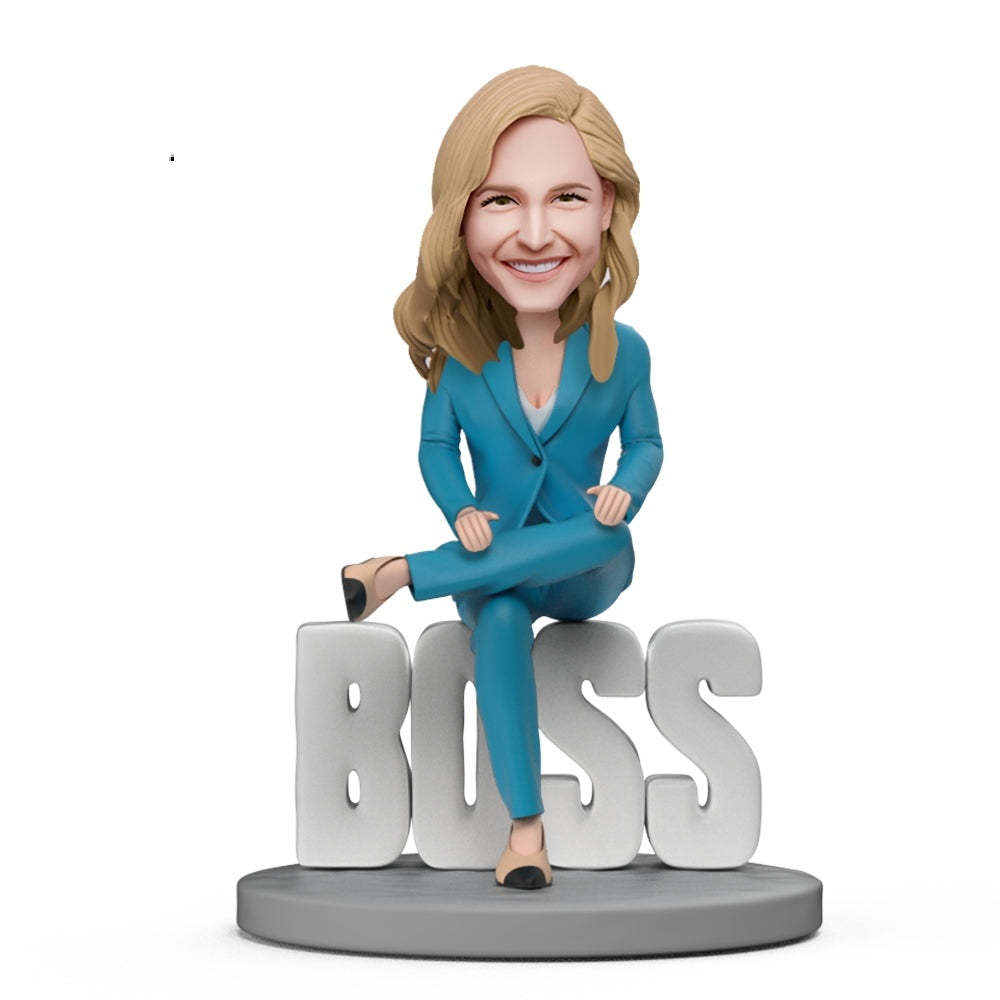 Domineering Lady Boss WORLD BEST BOSS Custom Bobblehead with Engraved Text - yournamenecklaceuk