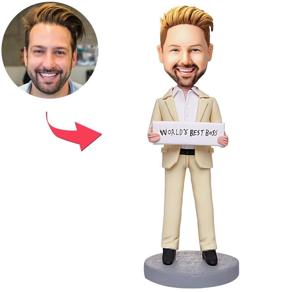 World's Best Boss Businessman Custom Bobblehead With Engraved Text - yournamenecklaceuk