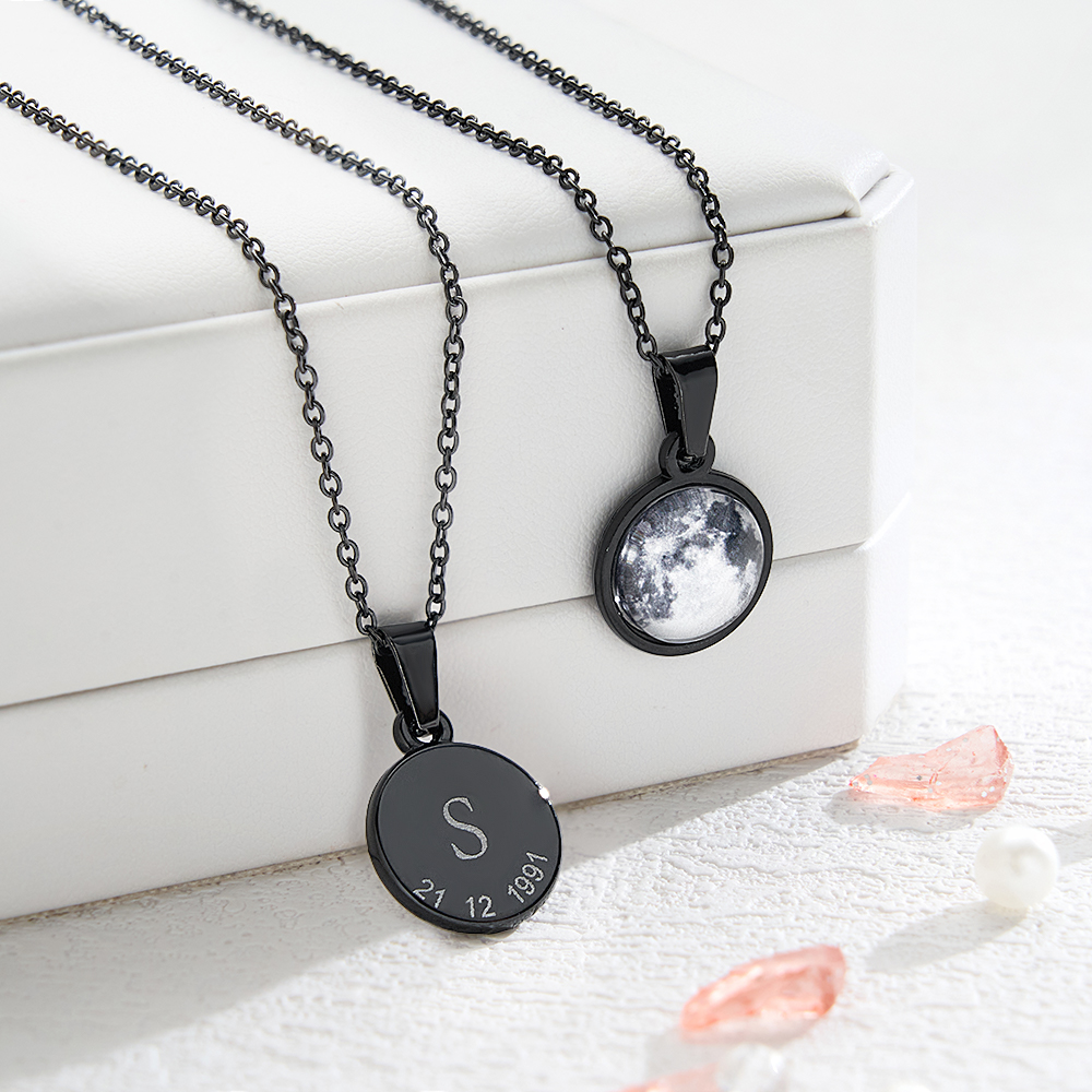 Custom Moon Phase Necklace Personalized Special Date Moon Jewelry The Moon of Your Day Necklace Gift for Birthday Anniversary Gift