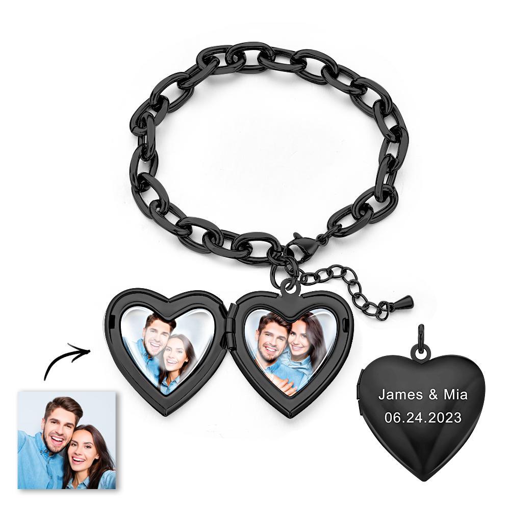 Personalized Heart Locket Bracelet Custom Vintage Adjustable Link Bracelet Gifts For Men - yournamenecklaceuk