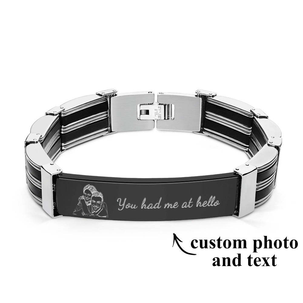 Personalized Photo Bracelet With Text Trendy Bracelet Father's Day Gift For Men - yournamenecklaceuk