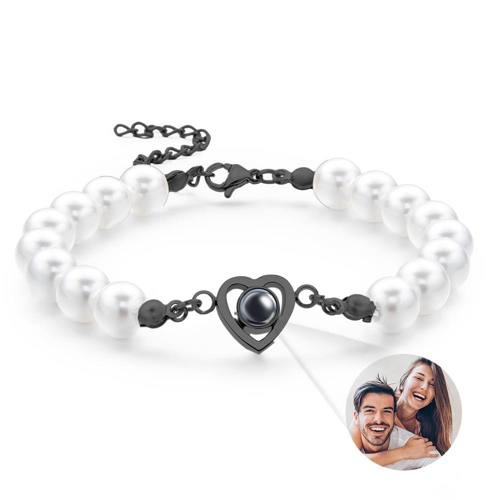 Custom Projection Bracelet Heart Pearl Gift for Her - yournamenecklaceuk