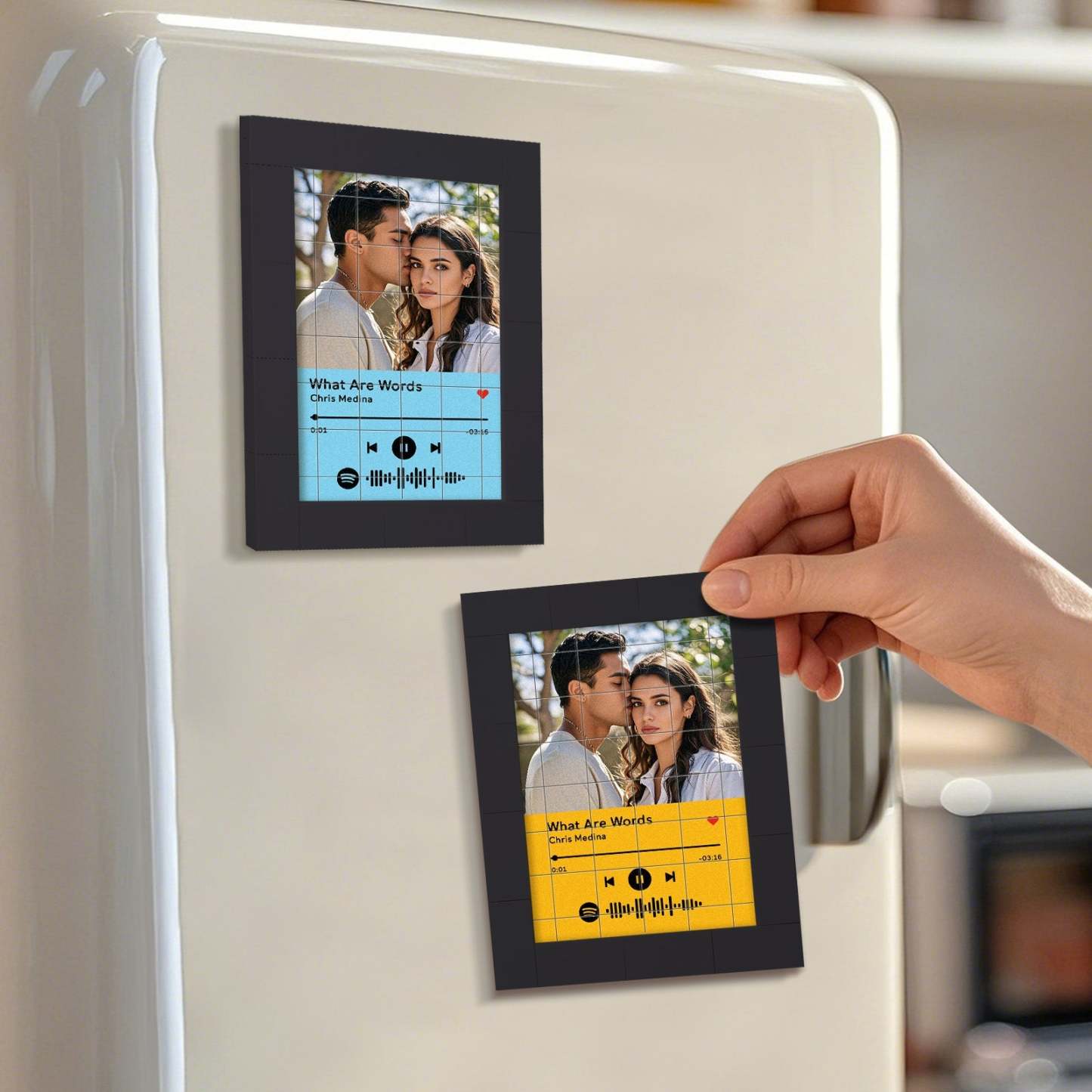 Customized Photo Building Blocks Fridge Magnet Personalized Spotify Music Fridge Magnet Gift Ideas - yournamenecklaceuk