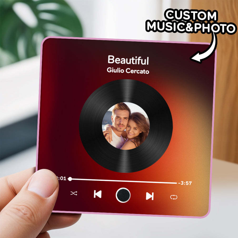 Personalized Photo Album Fridge Magnet Music Wall Photo Sticker Music Movement That Can Be Played Without Cell Phone Music Fridge Magnet Pro Can Play Songs - NameNecklace